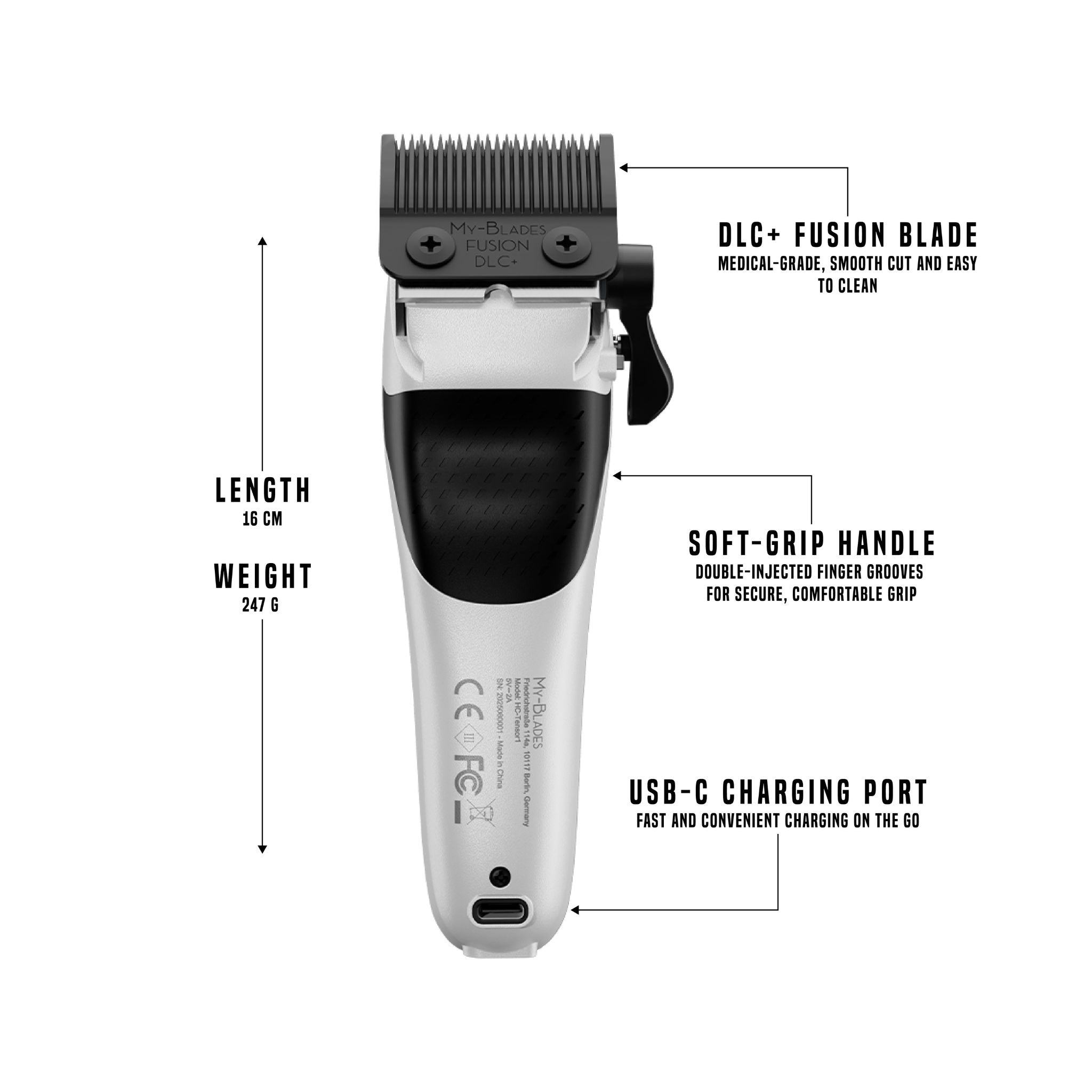 Tensor 1 White – Barbier et tondeuse à cheveux professionnels alimentés par l’IA